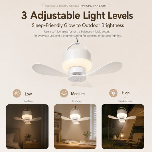 Rechargeable Ceiling Fan with LED Light