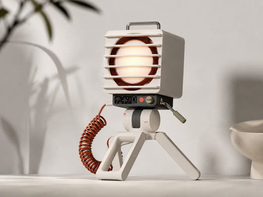 BEACON Air sculptural desktop fan with warm ambient light