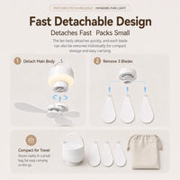 Rechargeable Ceiling Fan with LED Light